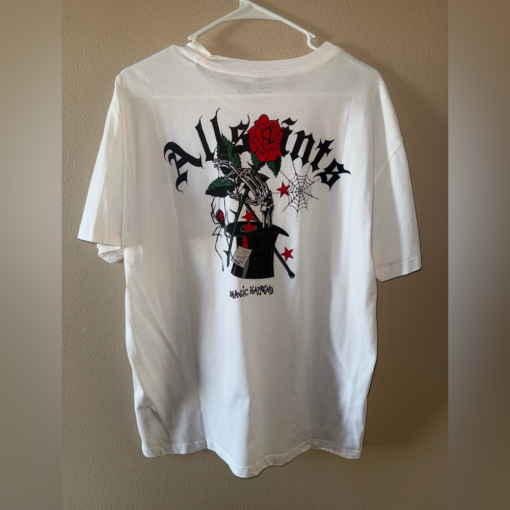 All Saints White Tee with Red Graphic